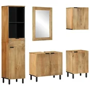 vidaXL vidaXL 5 kosov kopalniškega pohištva Brown Solid Wood Mango, (21828130)