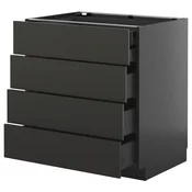 METOD / KNIVSHULT Pod.elem.4fronta/2donj/3sred.fioke, Crnosiva/Nickebo boja antracita, mat, 80x60 cm