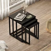 Hanah Home Set uklopivih stočića, 3 komada, Crni