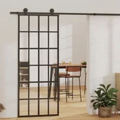 Den Drsna vrata ESG steklo in aluminij 76x205 cm črna