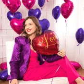 Folijski balon srce Love, barvni, 45 cm