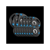 Set gumiranih uteži iz litega železa 30kg (8x1,25kg + 4x2,5kg + 2x5kg), olimpijska odprtina 51mm,