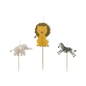 PartyDeco Rojstnodnevne svečke - Safari 3 kosi
