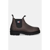 Tommy Jeans Gležnjarji Chelsea Tjm Chelsea Leather Wl EM0EM01670 Rjava