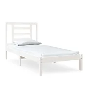 Vidaxl Posteljni okvir bel iz trdnega lesa 75x190 cm