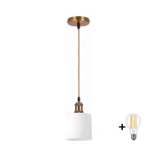 BRILAGI - LED luster na sajli RETRO GLASS 1xE27/60W/230V precnik 10 cm zlatna/bela