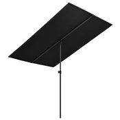 Vrtni suncobran s aluminijskim stupom 180 x 110 cm crni