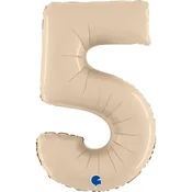 shumee Folija balon številka 5, satenasto kremne barve, 66 cm, Grabo