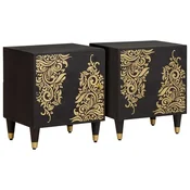 vidaXL Nočna omarica z vrati 2 pcs Črna 40 x 33 x 46 cm