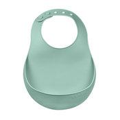 Podbradník pre deti Silicone Bib Beaba Sage Green z mäkkého silikónu a gombíkmi zelený od 4 mes BE913541