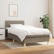 Greatstore Box spring postelja z vzmetnico taupe 90x200 cm blago