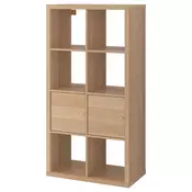 KALLAX Spojene police s vratima, belo b. im. hrastovine, 77x147 cm