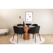 Venture Design Jedilna miza in stol set Bianca okrogla miza 110 cm, stoli 55x83x48,5 cm, oreh črna