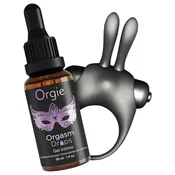 Orgie Orgasmic Bunny - vibracijski obroček za penis set (črna)