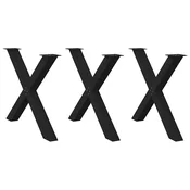 Vidaxl Noge za jedilno mizo v obliki črke X, 3 kosi, črne, 90 x (72-73) cm, jeklo