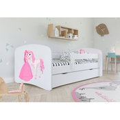 Otroška postelja z pregrado Ourbaby - Princeska s ponijem - bela postelja brez skladiščnega prostora,180x80 cm