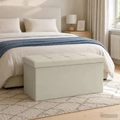 vidaXL Zložljiva shranjevalna klop Bela 180 kg 80 L 77 x 38 x 38 cm