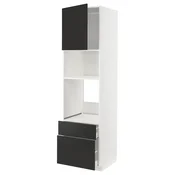 METOD/MAXIMERA Visoka omara za vgrad gspd aparate, bela/Nickebo mat antracitna, 60x60x220 cm