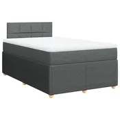 Vidaxl Box spring postelja z vzmetnico temno siva 120x200 cm blago