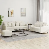 3-dijelni set sofa s jastucima krem baršunasti