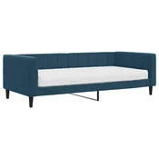 Greatstore Dnevna postelja z vzmetnico modra 90x200 cm žamet