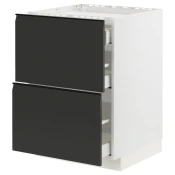 METOD / MAXIMERA Pod.elem.grej.ploca/2front/3fiok, bela/Upplöv boja antracita, mat, 60x60 cm