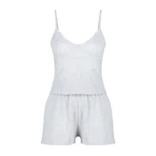 Trendyol Gray Melange Lace Detailed Corded Knitted Pajama Set with Rope Straps