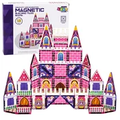 LEAN TOYS Magnetske kocke, Rožnati Grad za Punčko, 58 kosov