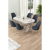 Hanah Home Set Trpezarijski sto i 6 stolica Lai, Antracit-beli
