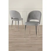 Hanah Home set trpezarijskih stolica Pane 2 kom, siva tkanina Babyface, hromirane metalne noge