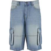 Urban Classics Relaxed Denim Cargo moške kratke hlače new light blue dirty wsh