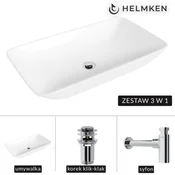 shumee Helmken 88670000 Umivalnik za vgradnjo (70x40) bel + kromiran sifon + kromiran klik-klak čep
