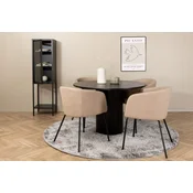 Venture Design Jedilna miza in stol set Bianca okrogla miza 110x74 cm in 4 stoli Berit črni in bež