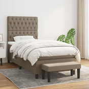 Greatstore Box spring postelja z vzmetnico taupe 100x200 cm blago