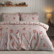 Enojna posteljnina v naravni barvi 150x120 cm Christmas Gingerbread Stripe – Catherine Lansfield