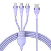 Polnilni in podatkovni 66W USB-A v USB-C, Lightning, Micro-USB kabel Baseus Flash Series 2 - 480Mbps - 1.2m - purple