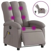Vidaxl Električni masažni naslanjač taupe blago