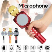 Bežicni karaoke mikrofon - ugradena 2 zvucnika - jaci model - bluetooth spajanje - s LED svjetlom - Crvena