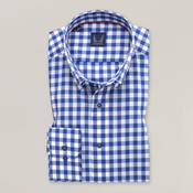Moška srajca slim fit kroja z modro-belim kockastim vzorcem 15489