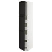 METOD / MAXIMERA Vis.el. s 2 vrata/4 fioke, bela/Lerhyttan crno bajcovano, 40x60x200 cm