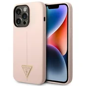 Guess Guess Silikonski trikotni logotip - Ohišje za iPhone 14 Pro Max (roza)