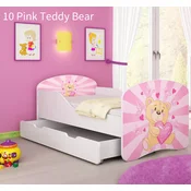 Djecji krevet ACMA s motivom + ladica 160x80 cm 10 Pink Teddy Bear