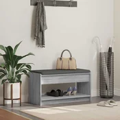 vidaXL Haldna klop z blazino s polico Siva Sonoma 83 x 38 x 45 cm