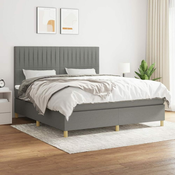 Greatstore Box spring postelja z vzmetnico temno siva 180x200 cm blago
