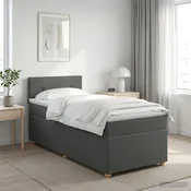 vidaXL Postelja boxspring z vzmetnico Temno siva 80 x 200 cm Blago