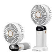 Premium prenosni ventilator Techsuit Handheld LED zložljiv, z LED zaslonom in petimi hitrostmi - bel