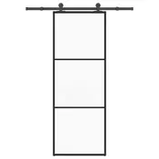 Vidaxl vidaXL Drsna vrata z okovjem, ESG steklo in aluminij, 76x205 cm