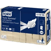 Robčki, zložljivi, dvoslojni, 180 listov, sistem H2, napredni, TORK Xpress Soft Multifold, naravni, 21 pakiranj
