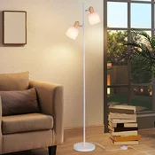 Nettlife NETTLIFE talna svetilka za dnevno sobo 2 žarnici E14 vintage bel senčnik iz blaga 145 cm talna svetilka, (22148921)