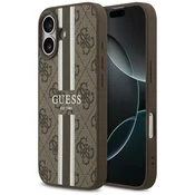 Guess Ovitek Guess 4G Printed Stripes MagSafe za iPhone 17 rjave barve